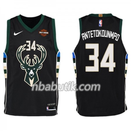 NBA Mænd Trøje Milwaukee Bucks Giannis Antetokounm 34 Nike 2017-18 Sort Swingman NBA Mænd Trøje Milwaukee Bucks Giannis Antetokounm 34 Nike 2017-18 Sort Swingman